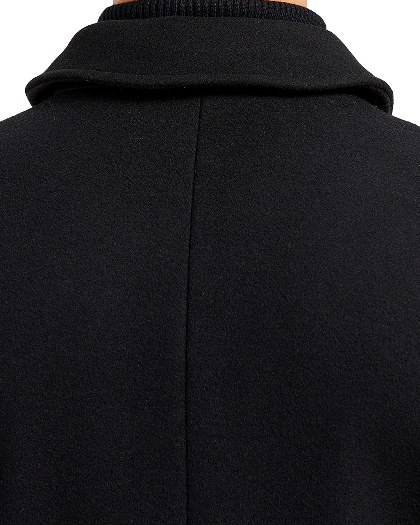 Black Long Wool Cashmere Overcoat Hidden Buttons