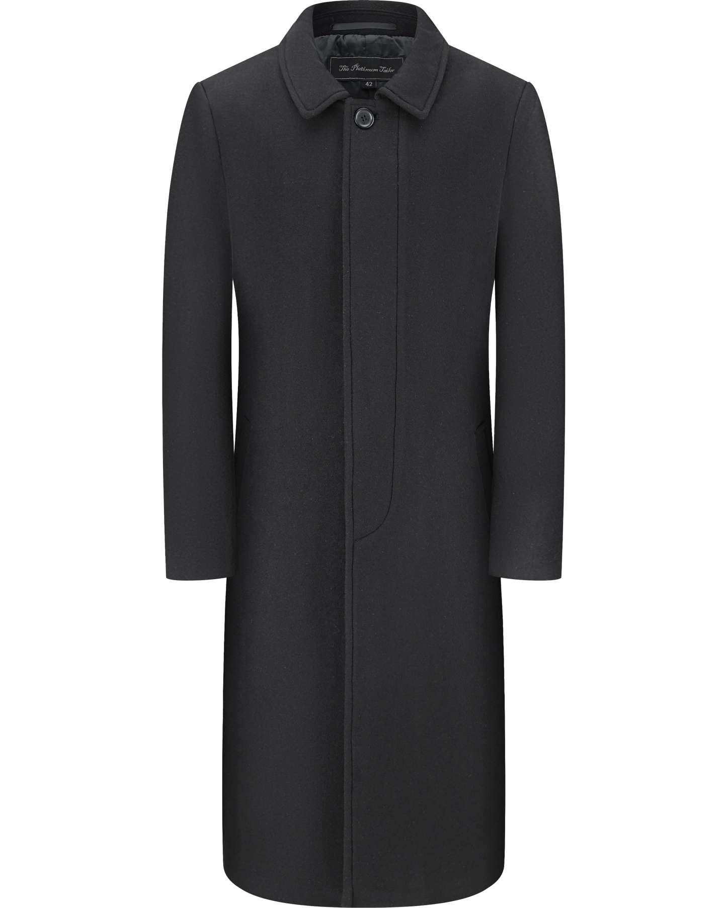 Black Long Wool Cashmere Overcoat Hidden Buttons