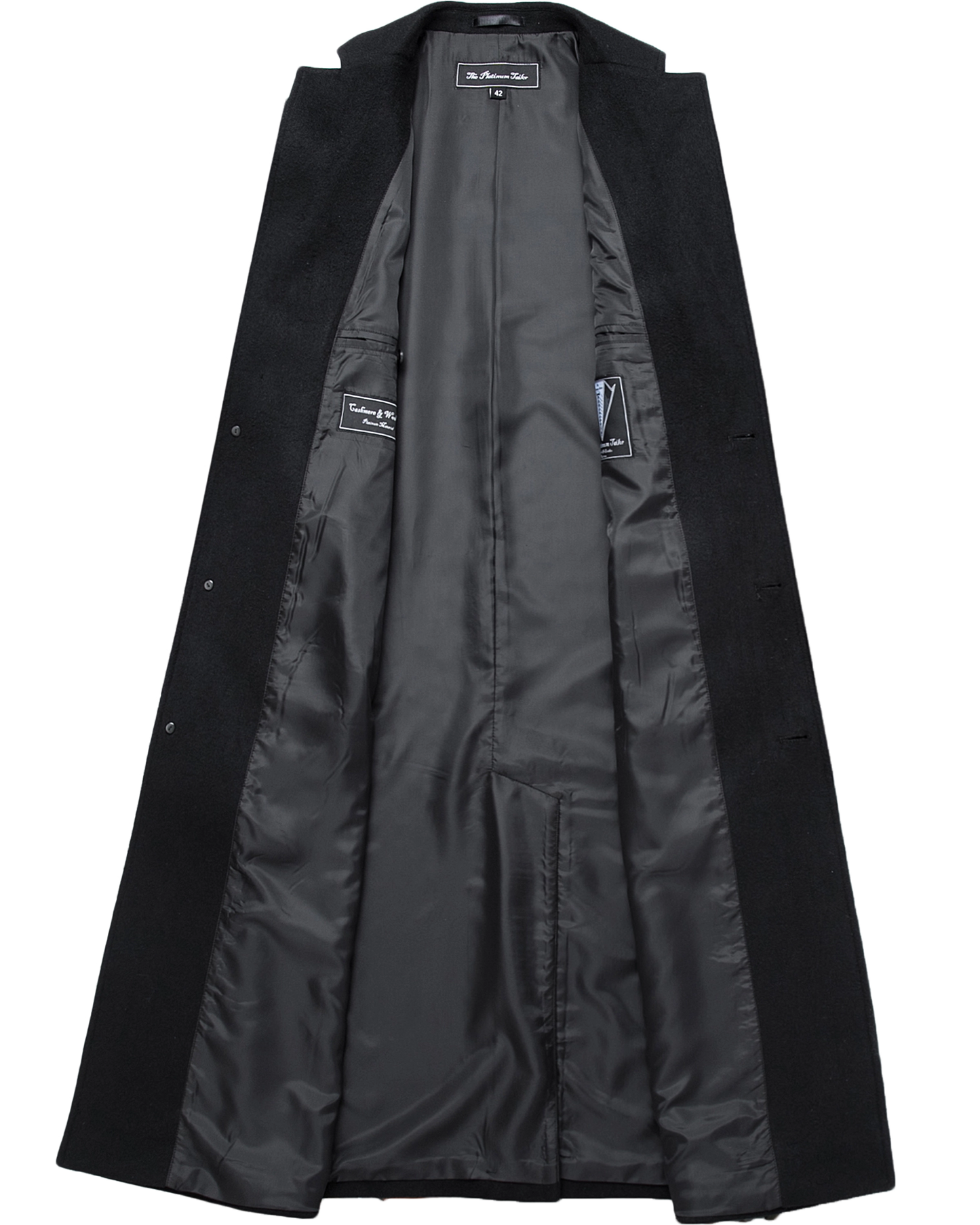 Black Wool Cashmere Long Overcoat
