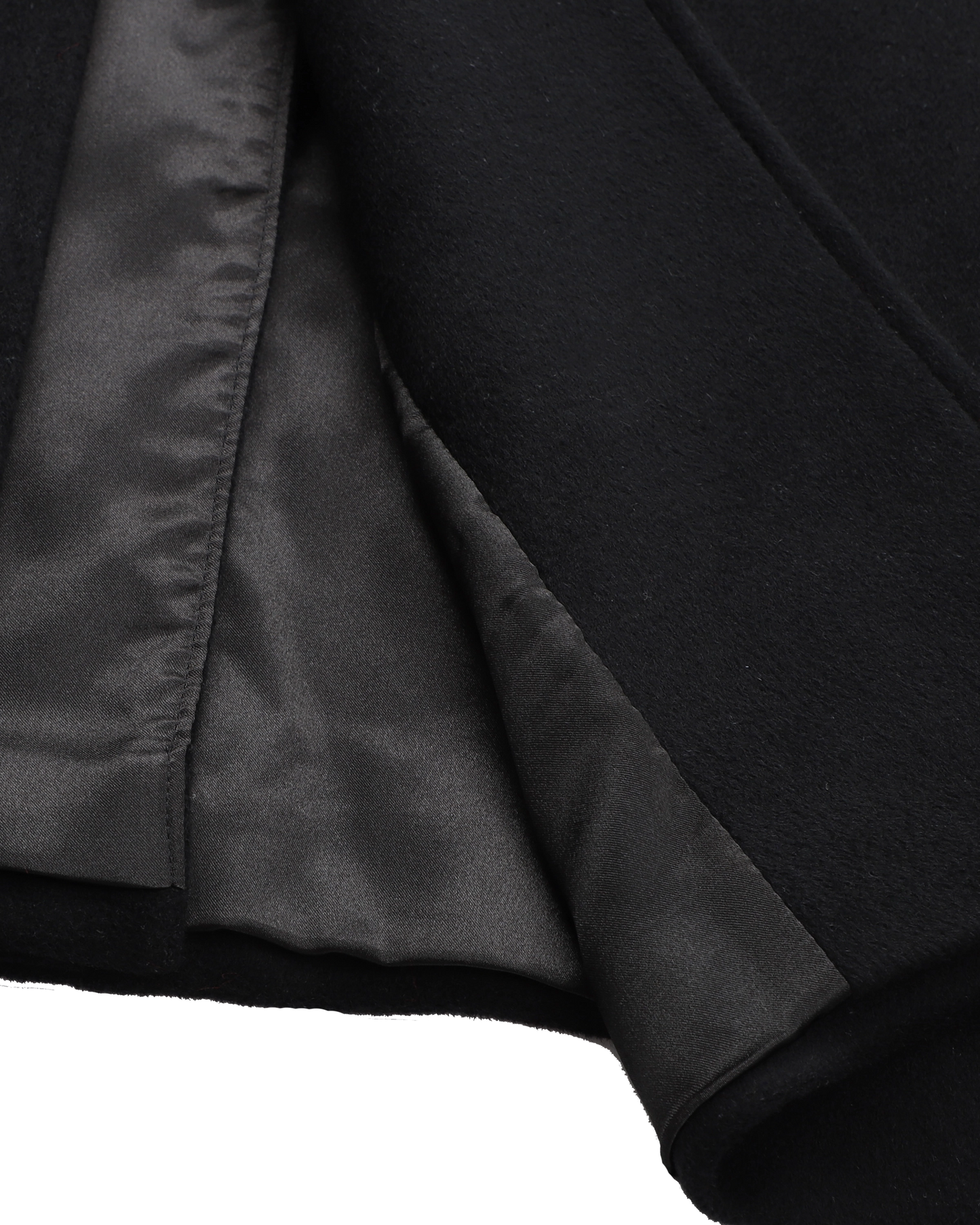 Black Wool Cashmere Covert Overcoat With Black Lining