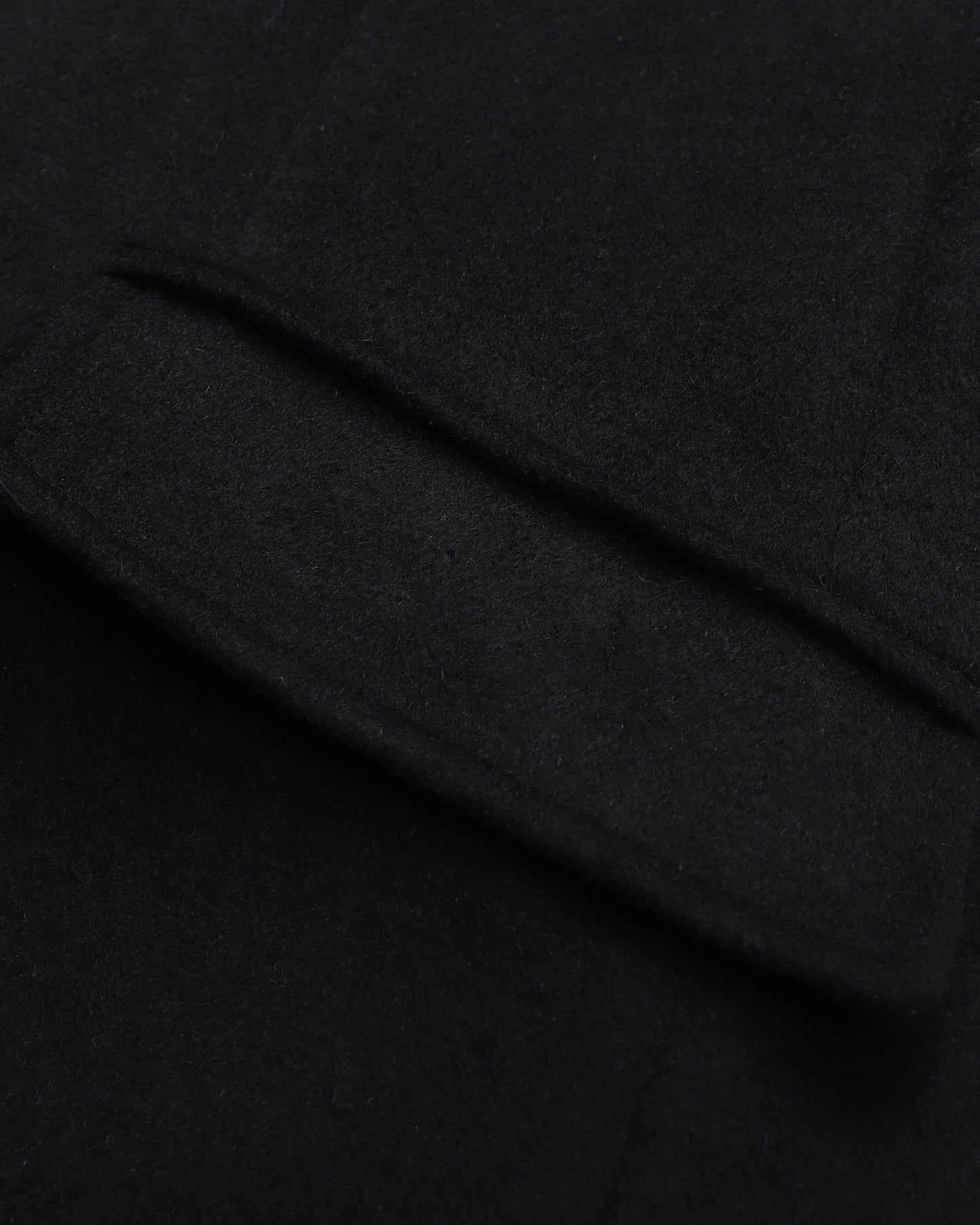 Black Wool Cashmere Covert Overcoat With Black Lining