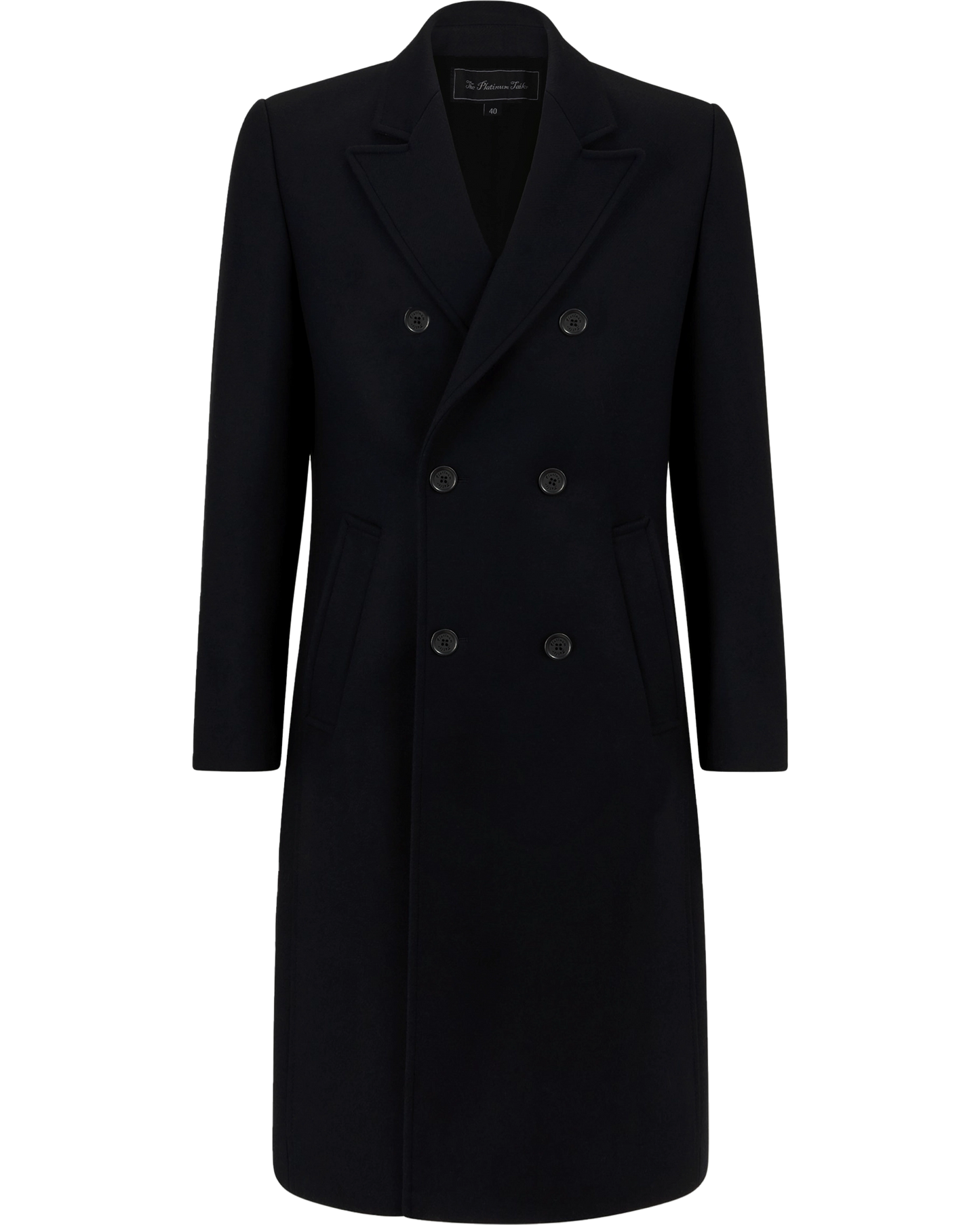 Black Double Breasted Wool Cashmere Long Overcoat