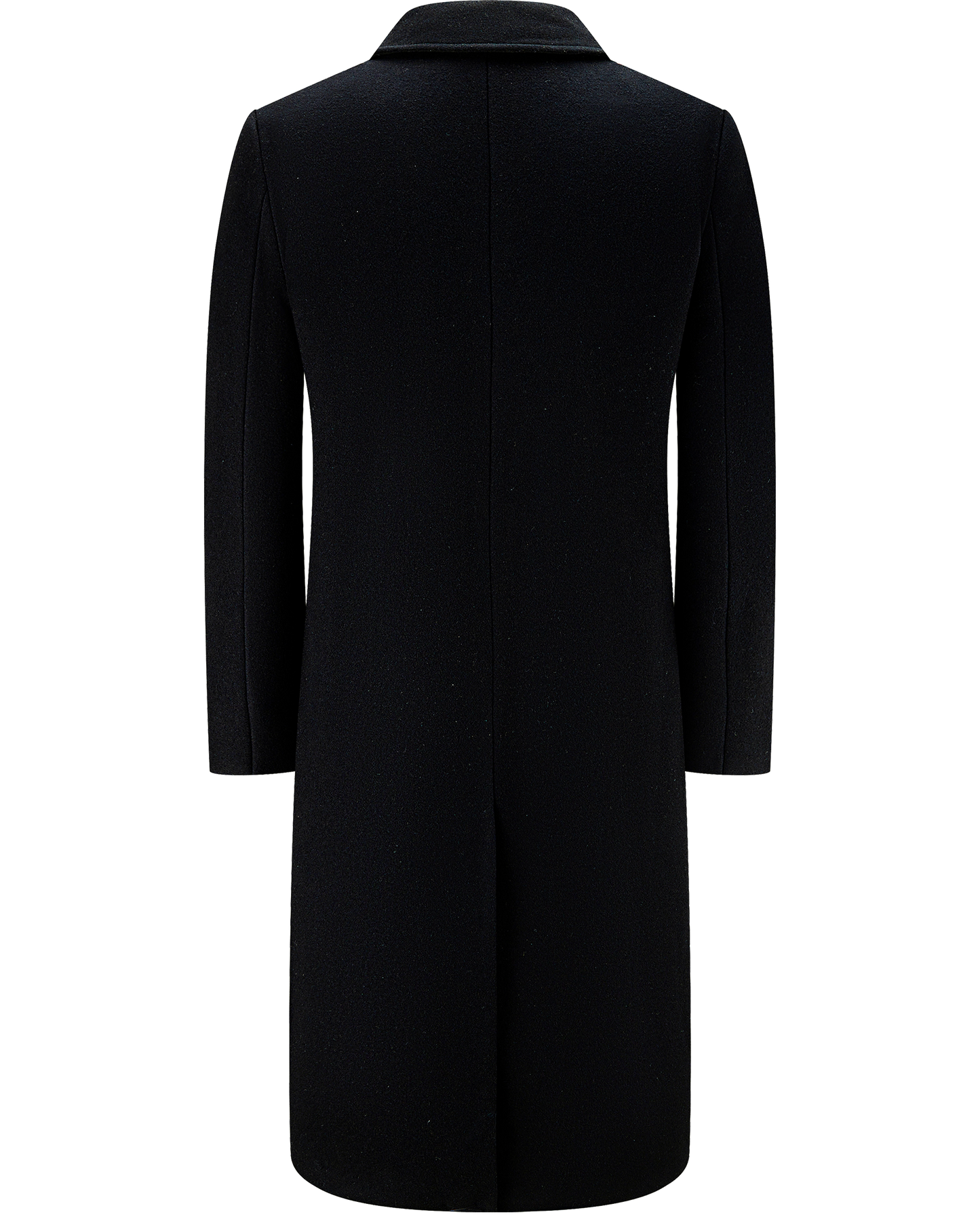 Black Double Breasted Wool Cashmere Long Overcoat