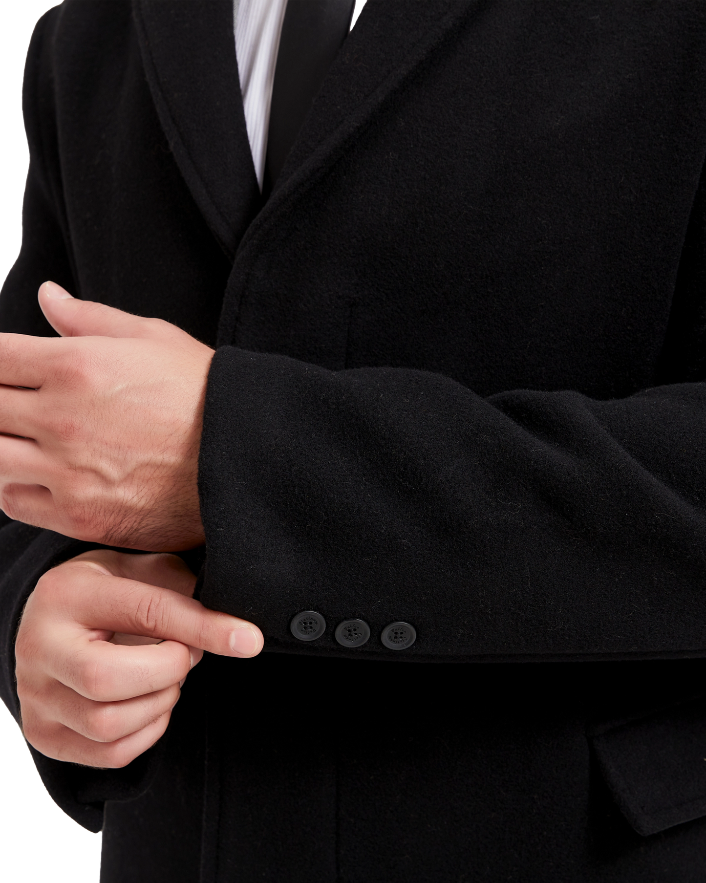 Black Wool Cashmere Bond Overcoat Black Lining - The Platinum Tailor