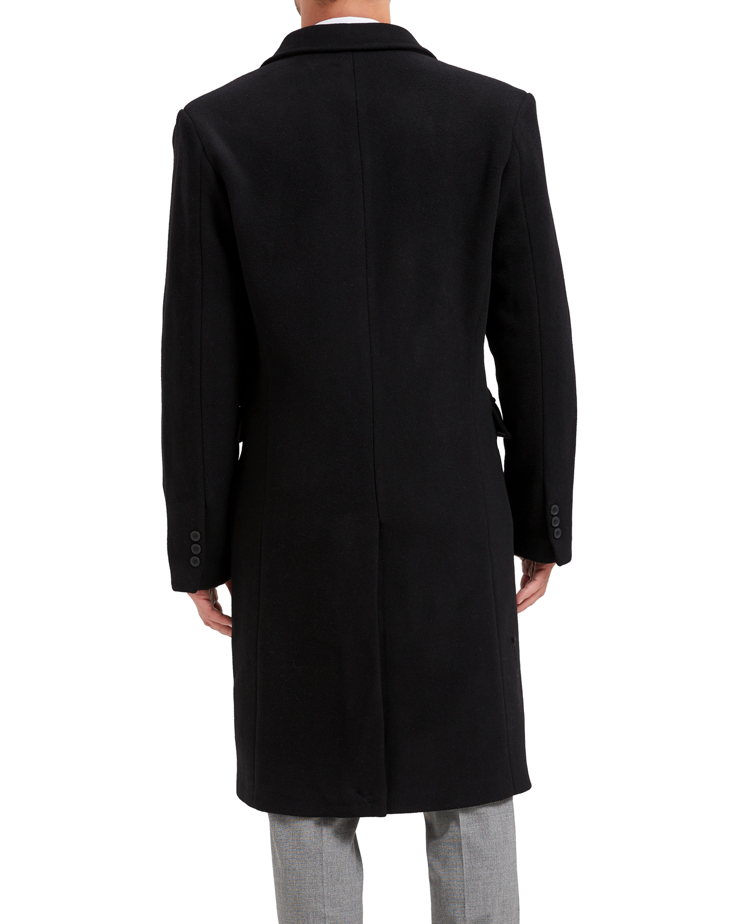 Black Wool Cashmere Bond Overcoat Black Lining - The Platinum Tailor