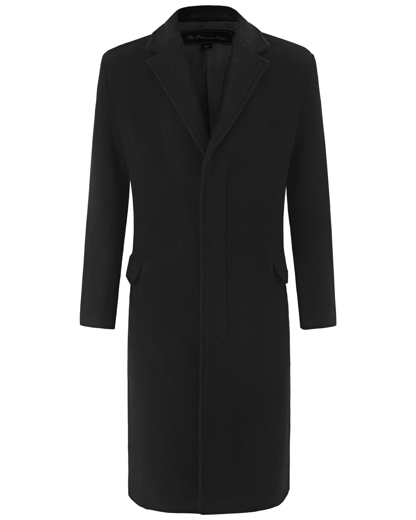 Black Wool Cashmere Bond Overcoat Black Lining - The Platinum Tailor