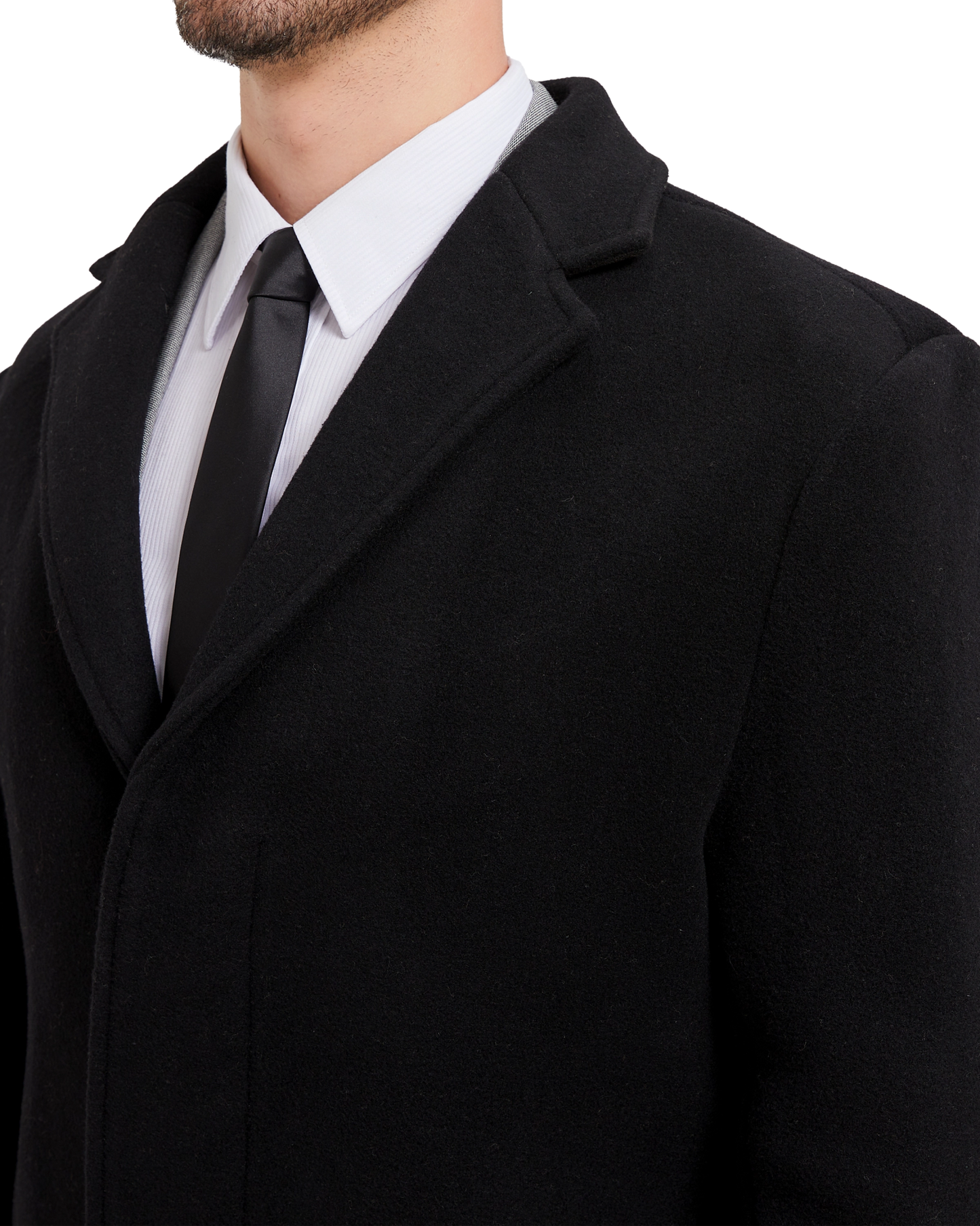 Black Wool Cashmere Bond Overcoat Black Lining - The Platinum Tailor