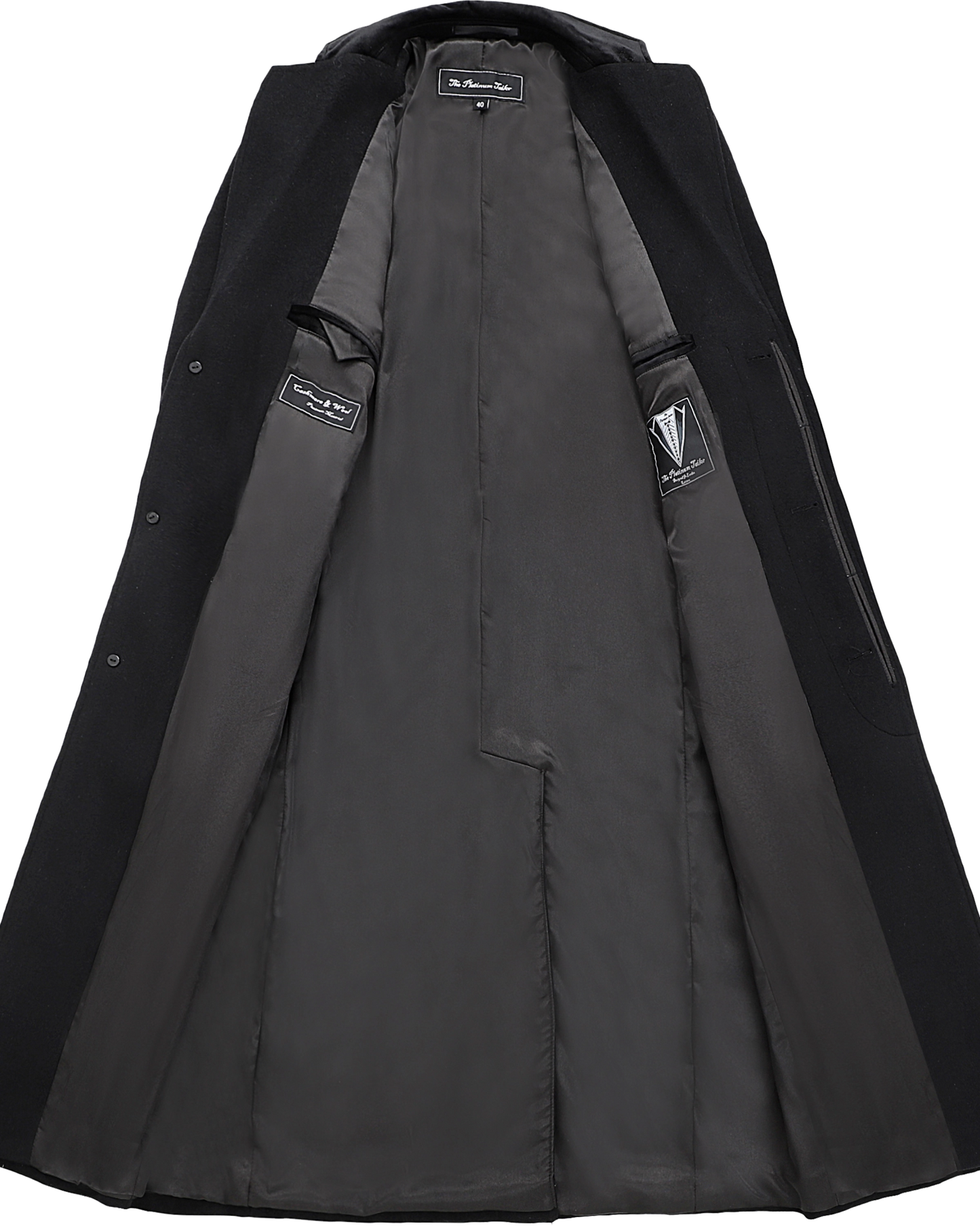 Black Wool Cashmere Covert Overcoat With Black Lining - The Platinum Tailor