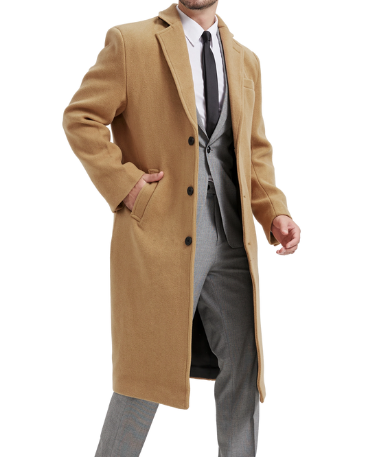 Camel Wool Cashmere Long Overcoat - The Platinum Tailor