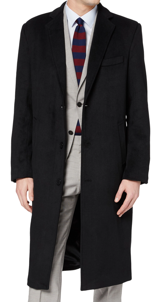 Discover Timeless Luxury: The Black Wool Cashmere Long Overcoat by The Platinum Tailor