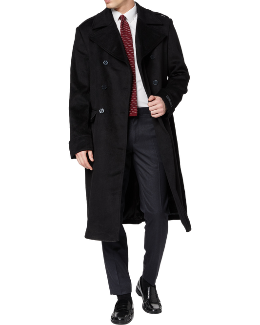 Enhance Your Winter Wardrobe with The Platinum Tailor's Black Wool Cashmere GreatCoat