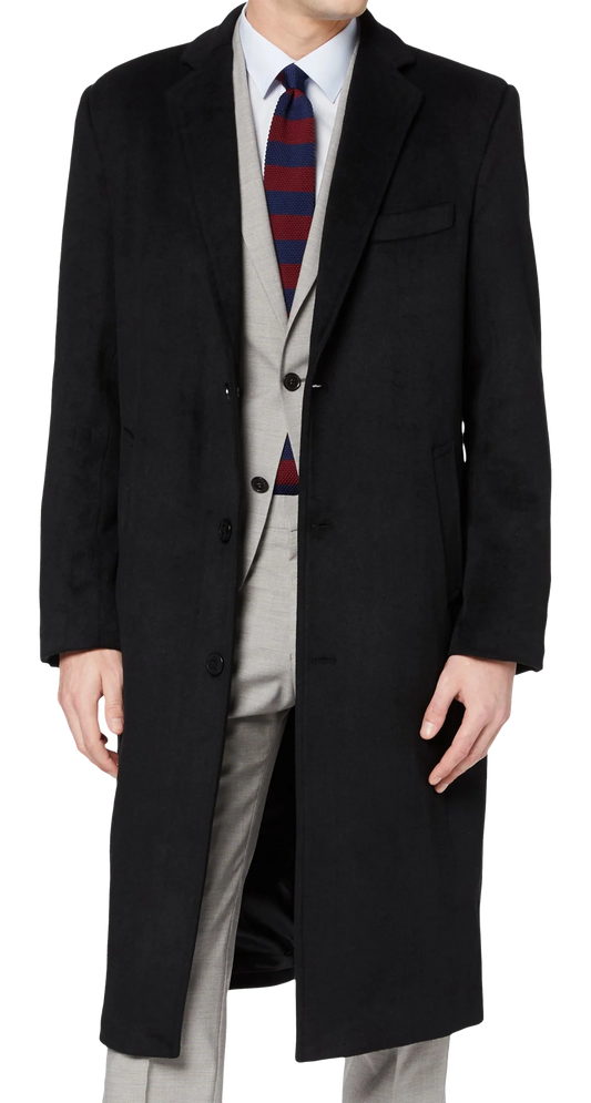 Discover Timeless Luxury: The Black Wool Cashmere Long Overcoat by The Platinum Tailor - The Platinum Tailor