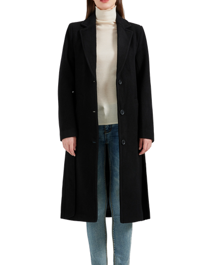 Women's Black Wool Cashmere Long Overcoat