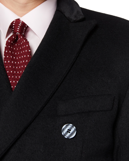 Black Double Breasted Wool Cashmere Overcoat - The Platinum Tailor