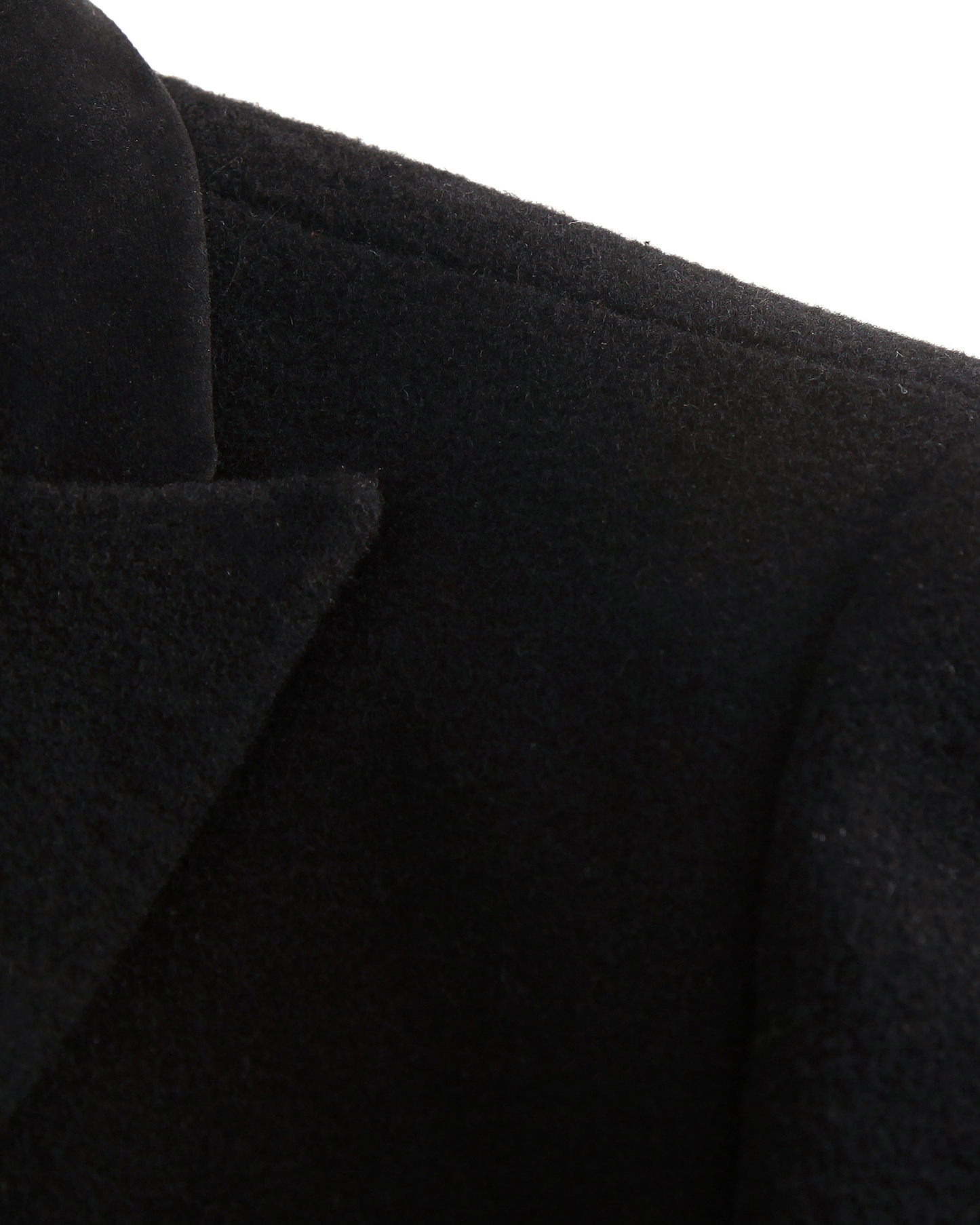 Schwarzer zweireihiger Woll-Kaschmir-Mantel