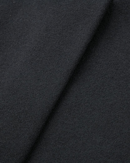 Black Long Wool Cashmere Overcoat Hidden Buttons