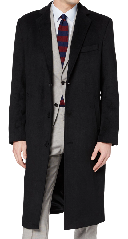 Black Wool Cashmere Long Overcoat