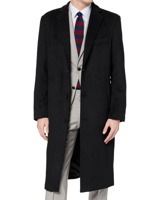 Black Wool Cashmere Long Overcoat