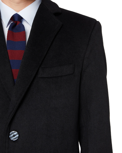 Black Wool Cashmere Long Overcoat