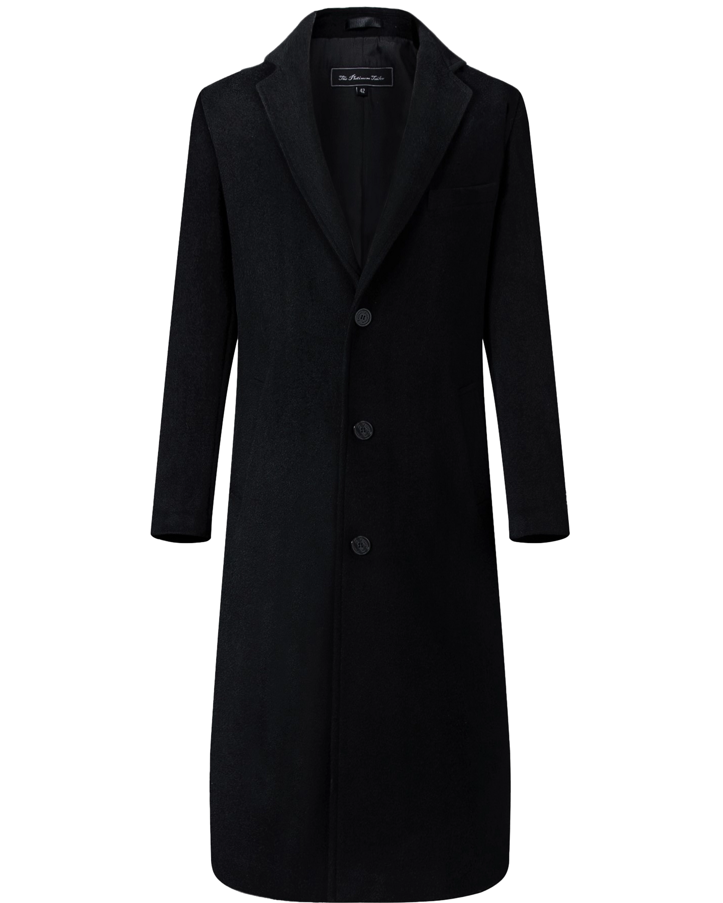 Black Wool Cashmere Long Overcoat