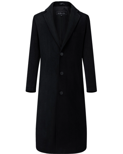 Black Wool Cashmere Long Overcoat