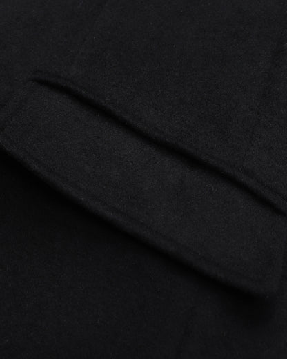 Black Wool Cashmere Covert Overcoat With Black Lining