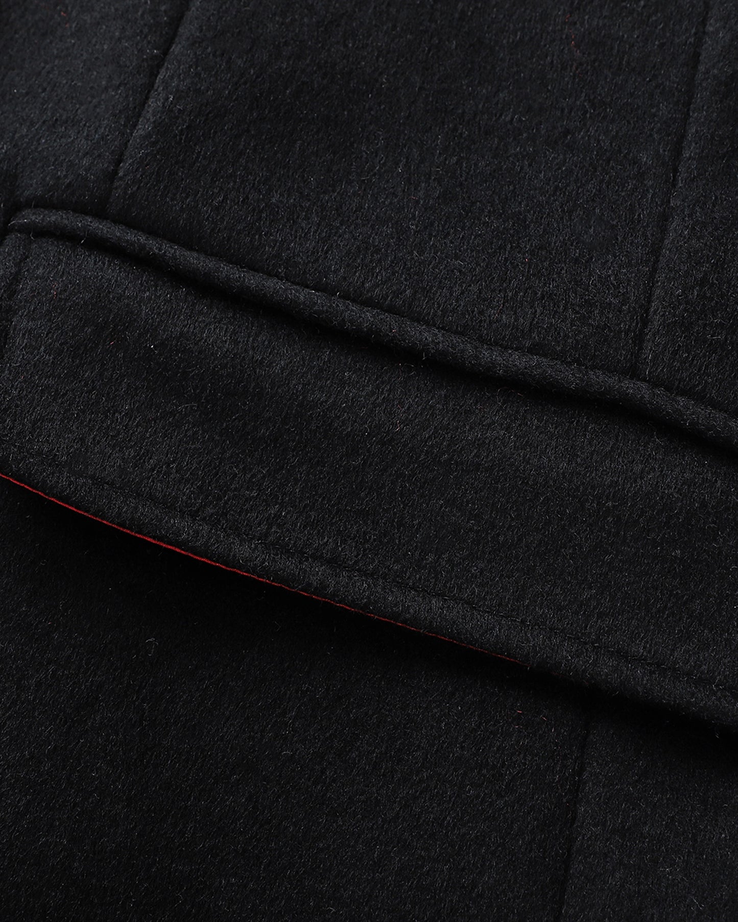 Black Wool Cashmere Covert Overcoat