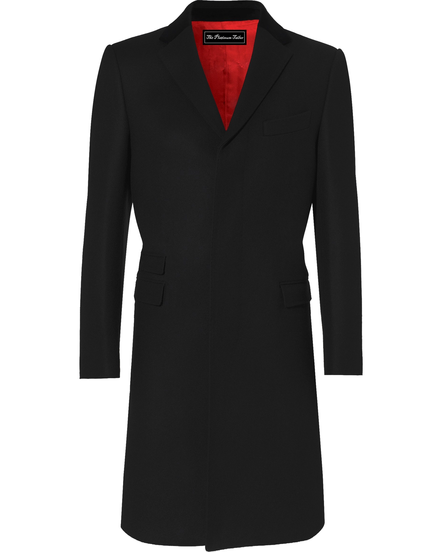 Black Wool Cashmere Covert Overcoat