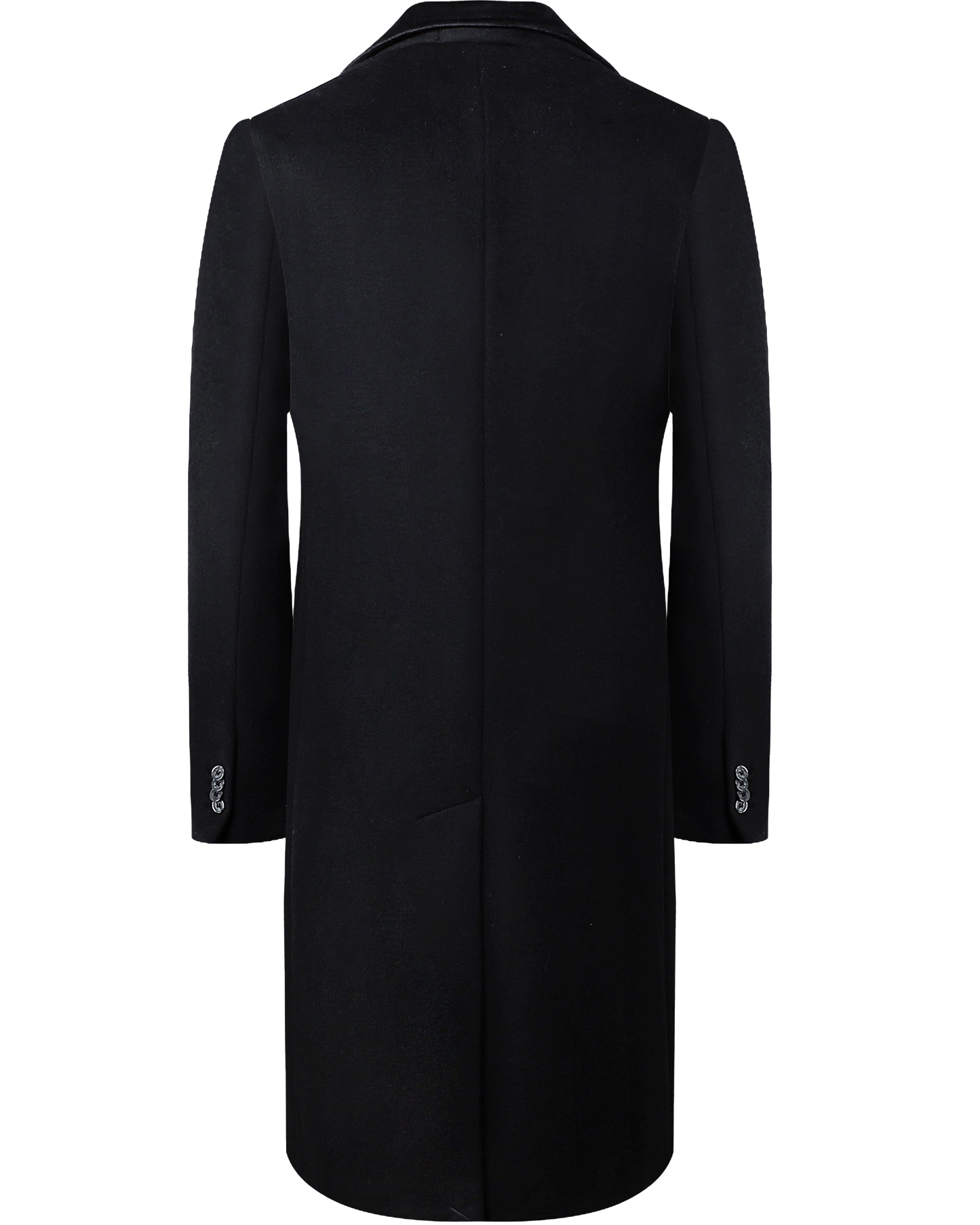 Black Wool Cashmere Covert Overcoat