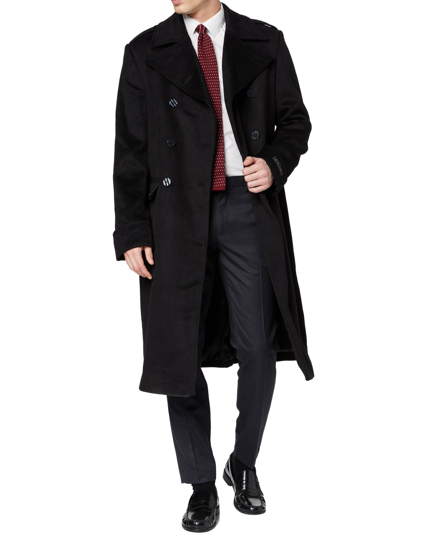 Manteau en laine et cachemire noir