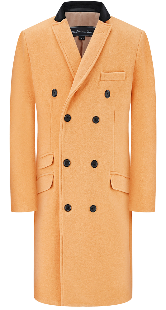 Camel Double Breasted Wool Cashmere Overcoat