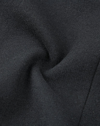 Pardessus long noir en laine et cachemire à double boutonnage
