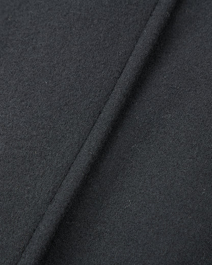 Black Double Breasted Wool Cashmere Long Overcoat