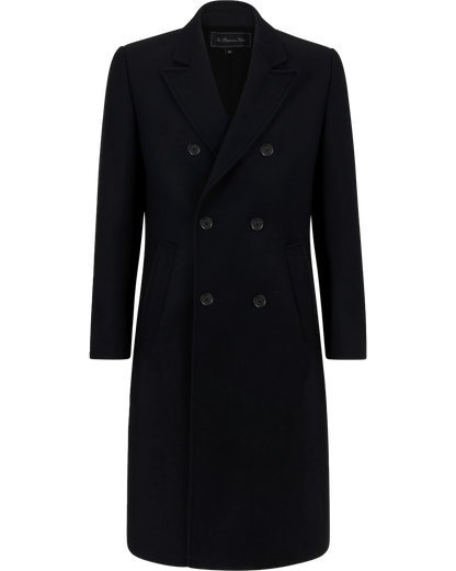 Black Double Breasted Wool Cashmere Long Overcoat