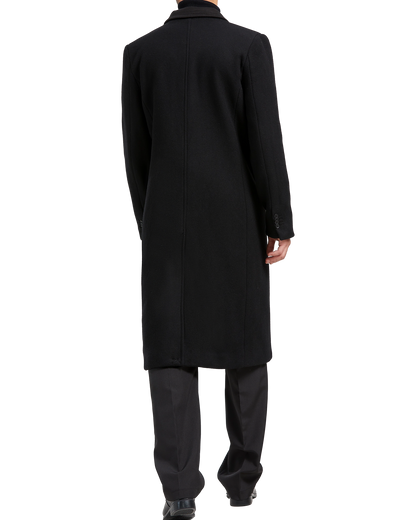 Black Double Breasted Wool Cashmere Long Overcoat