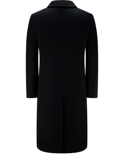 Black Double Breasted Wool Cashmere Long Overcoat