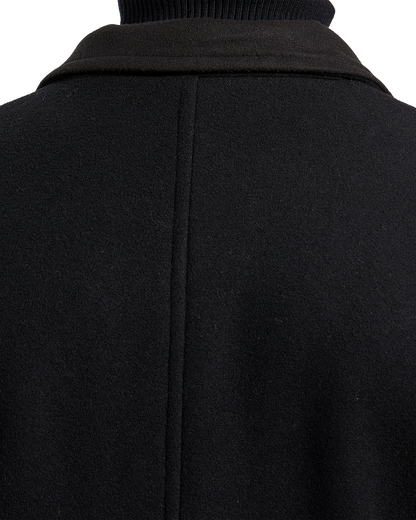 Black Double Breasted Wool Cashmere Long Overcoat