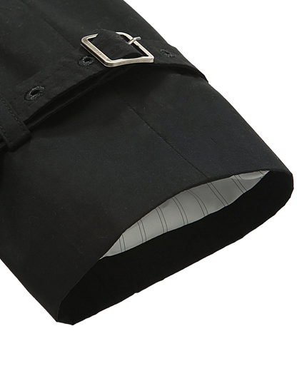 Traditional Black Double Breasted Trench Coat