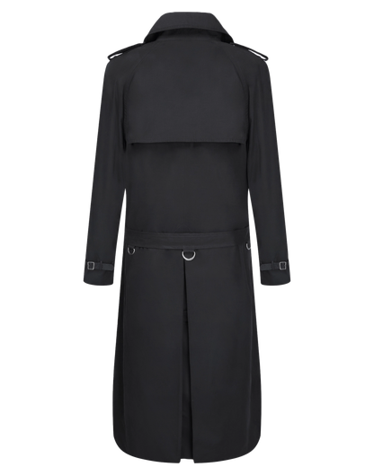 Traditional Black Double Breasted Trench Coat