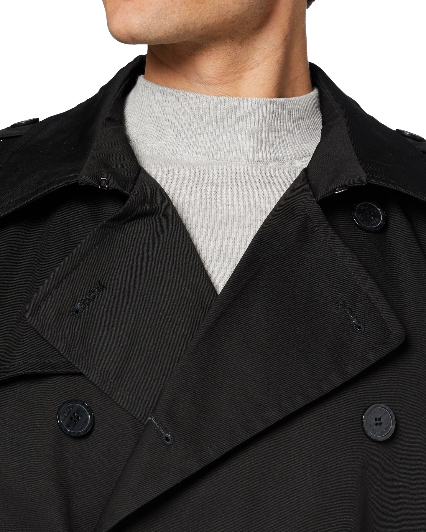 Trench-coat traditionnel noir à double boutonnage