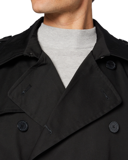 Traditional Black Double Breasted Trench Coat