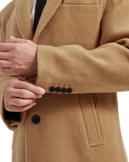 Camel Wool Cashmere Long Overcoat
