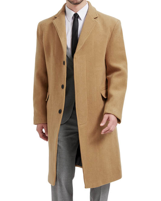 Camel Wool Cashmere Bond Overcoat Black Lining
