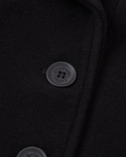 Womens Black Double Breasted Wool Overcoat