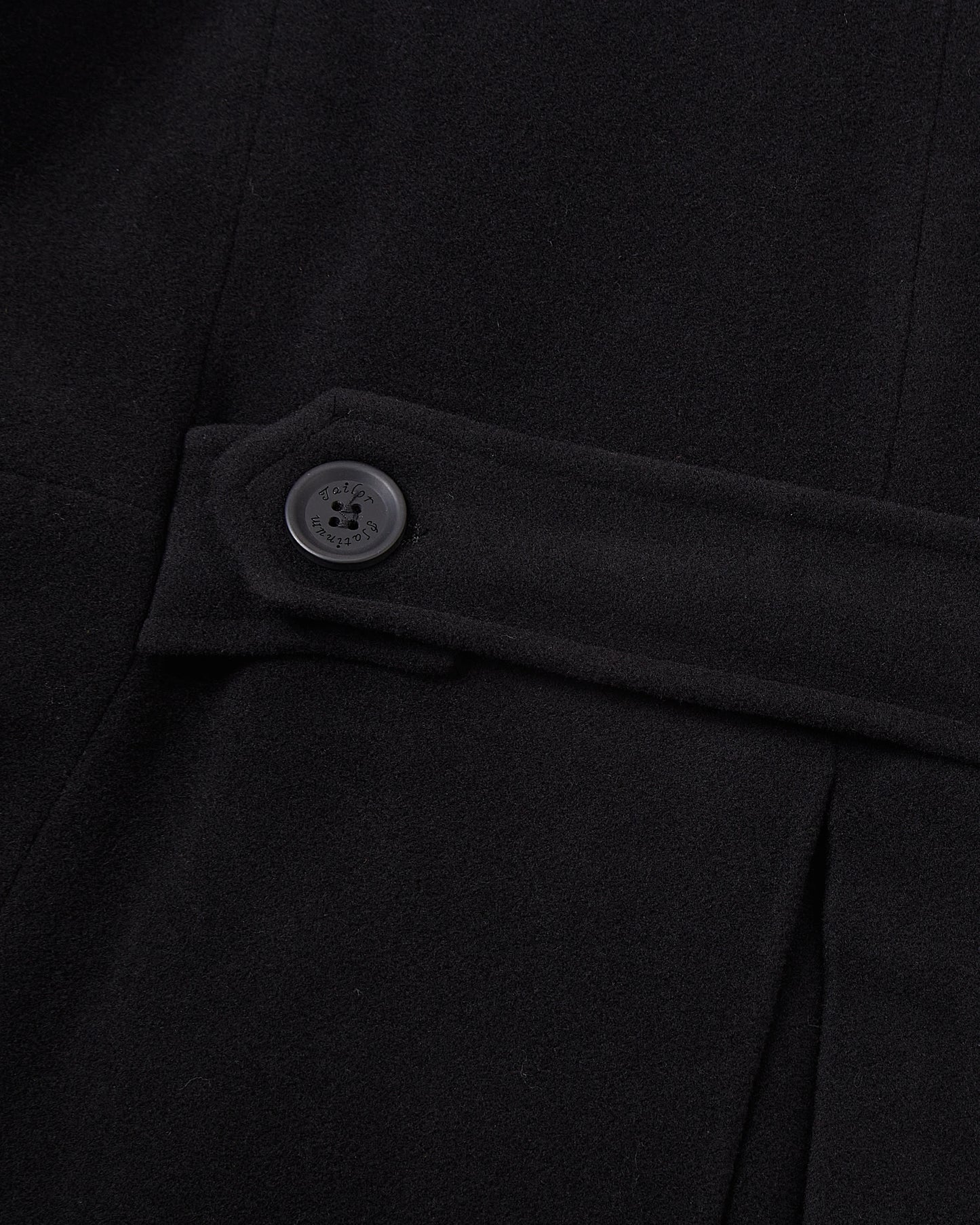 Womens Black Double Breasted Wool Overcoat
