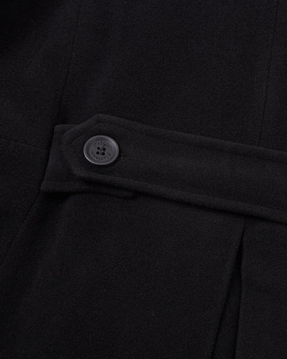 Womens Black Double Breasted Wool Overcoat