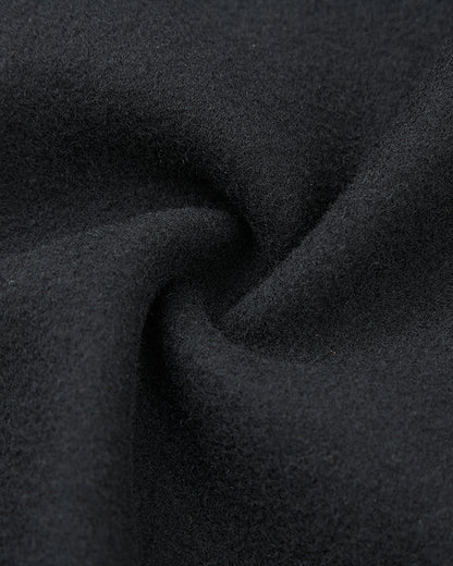 Black Long Wool Cashmere Overcoat Hidden Buttons - The Platinum Tailor