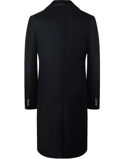 Black Wool Cashmere Covert Overcoat - The Platinum Tailor