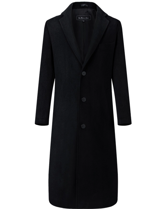 Black Wool Cashmere Long Overcoat - The Platinum Tailor