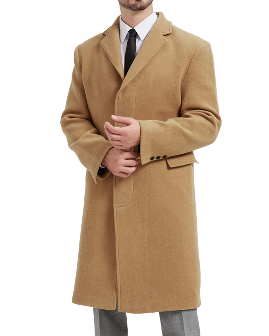 Camel Wool Cashmere Bond Overcoat Black Lining - The Platinum Tailor